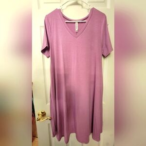 Zenana Light Purple V-Neck Dress Size Large